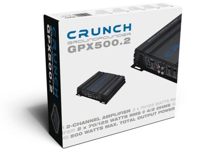 CRUNCH GPX500.2 REFORZADOR AUTO 2 DE CANALES MAX POWER 500W VERDE TECHO  