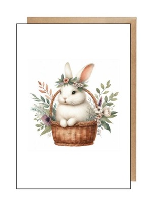 Kartka pocztówka koperta na rożne okazje króliczek Wielkanoc urodziny