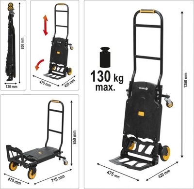 WÓZEK MAGAZYNOWY SKŁADANY 2W1 130KG VOREL