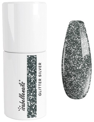 LAKIER HYBRYDOWY 377 GLITTER SILVER ISABELLENAILS SREBRNY BROKAT