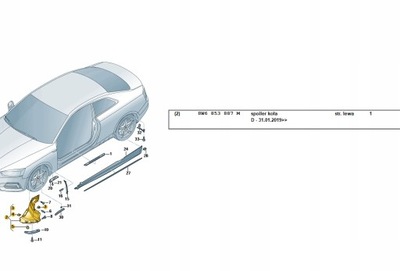 SPOILER ALETAS COMPENSADORAS DERECHA PARTE DELANTERA AUDI A5 8W6853888M  