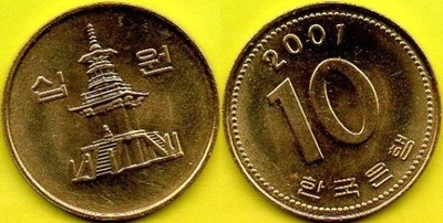 KOREA 10 WON 2001 r.