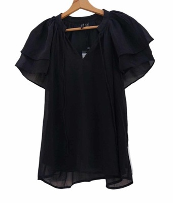 Vero Moda czarna bluzka wiązany dekolt falbanki M