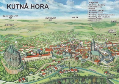 CZECHY - KUTNA HORA - MAPKA - UNESCO