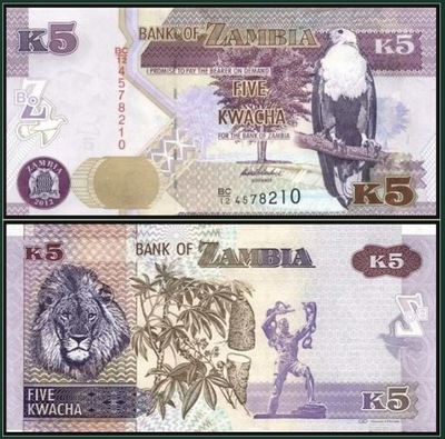 Zambia 5 KWACHA P-50a 2012 UNC