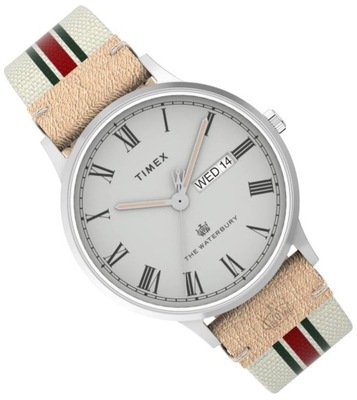 Klasyczny zegarek męski na trójkolorowym pasku Timex TW2V73700 INDIGLO
