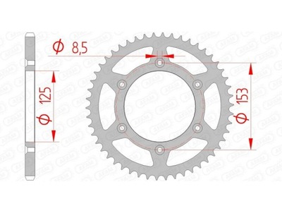 ENGRANAJE NAPEDZANA PARTE TRASERA MOTO. DE ACERO OCYNKOWANA PLATEADA  