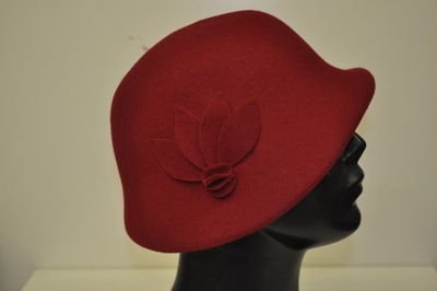 kapelusz damski filcowy kolor czerwony Krystyna