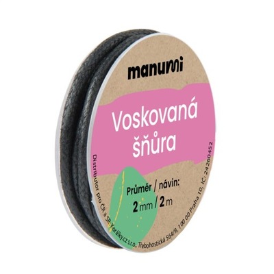 Manumi Sznurek woskowany 2mm/2m czarny - 1 szt