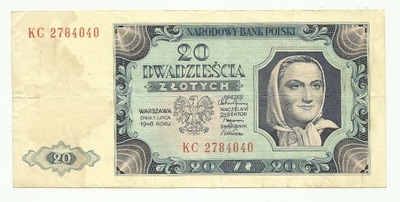 20 złotych 1948 seria KC