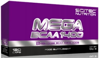 MOCNE AMINOKWASY Z WITAMINAMI SCITEC MEGA BCAA 1400 120KAPS