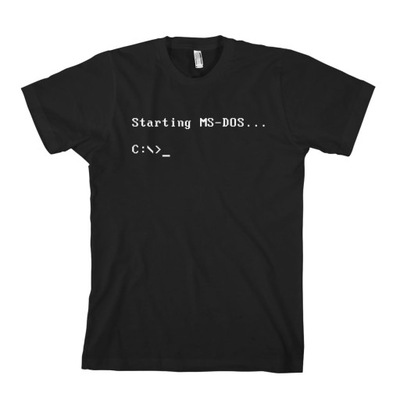 MS DOS starting retro informatyk koszulka męska