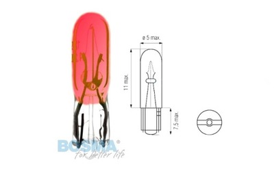 LEMPUTĖ BOSMA 12V 1,2W T05 RED 10 SZT. 