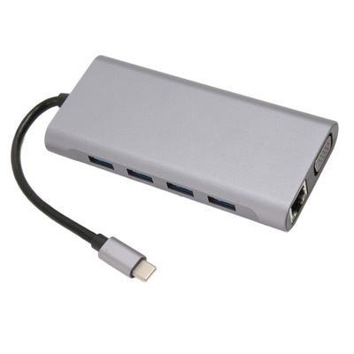 11 w 1 USB C Hub adapter 4XUSB3.0 HD 4K VGA RJ45 Ethernet PD MS