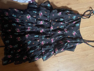 Tunika krótka sukienka kwiaty H&M s xs