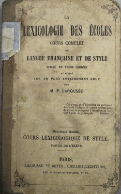 La Lexicologie des Ecoles Cours Complet De