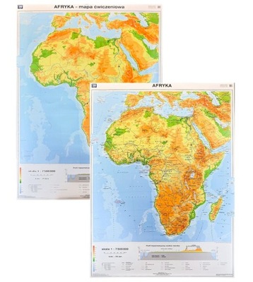 AFRYKA MAPA ŚCIENNA OGÓLNOGEOGRAFICZNA FIZYCZNA NE