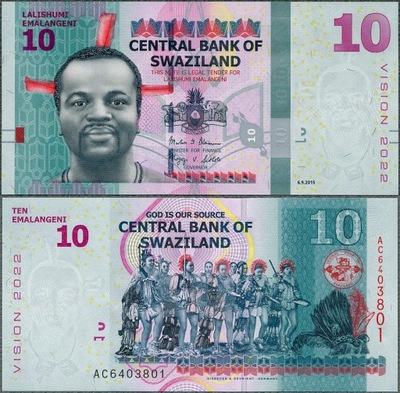 Suazi - Swaziland - 10 emalangeni 2015 * P41 * UNC