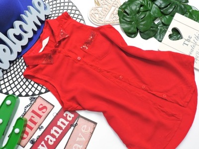 H&M - koszula czerwień , cekin wstawki r 146