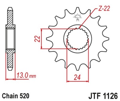 JT ЗУБЧАТКА ПЕРЕДНЯЯ 402 16 APRILIA PEGASO 650 98-04