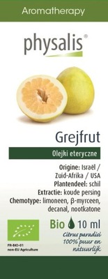 OLEJEK ETERYCZNY GREJPFRUT BIO 10 ml - PHYSALIS