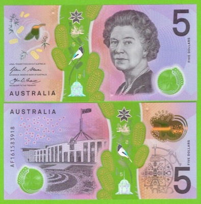 AUSTRALIA 5 DOLLARS 2016 P-62 UNC PREFIKS AF,CB