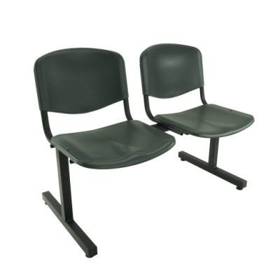 Ławka 2-os ISO - plastik ciemnoszary | stelaż czarny