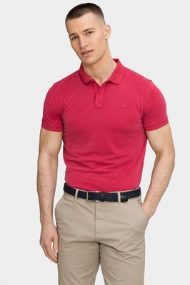 Czerwona gładka koszulka polo męska dopasowany krój rozmiar XXL