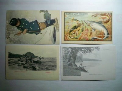 Wędkarstwo, Wędkowanie, Ryby... - 4 pocztówki.