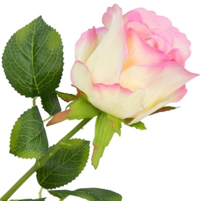 Róża na gałązce 47cm kremowo-różowa sztuczne kwiaty kwiat ozdobne dekoracje