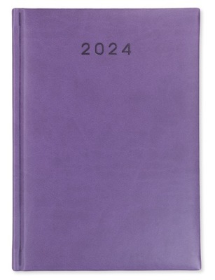 FIOLETOWY Kalendarz książkowy dzienny A4 2024 TURY