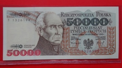 50000 zł 1993 serii T,nr 1326199,stan UNC