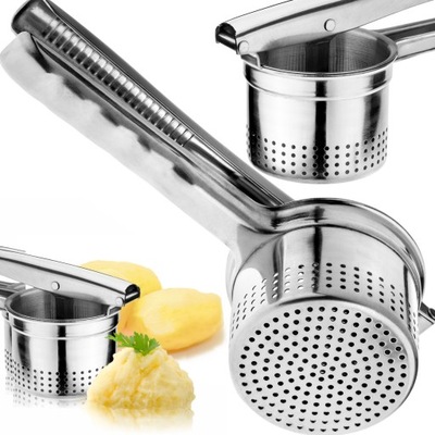 MASYWNA PRASKA DO ZIEMNIAKÓW WARZYW STAL NIERDZEWNA WYCISKARKA TŁUCZEK XXL