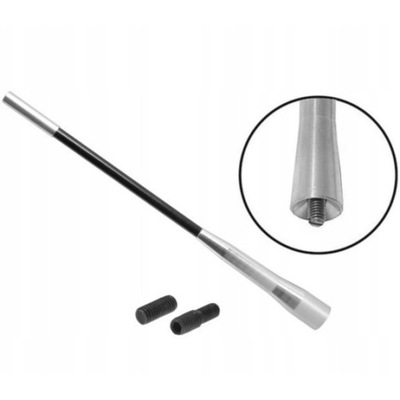 MÁSTIL BAT ANTENA ALUMINIO 20 CM ANTENA + ADAPTADORES 5MM 6MM NEGRO CROMO  