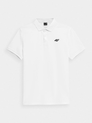 Koszulka męska polo 4F biała - 4FSS23TPTSM038 10S