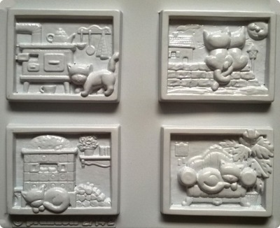 ZRÓB SAM OBRAZKI 4 SZT KOTKI KOTY FORMA DO ODLEWÓW