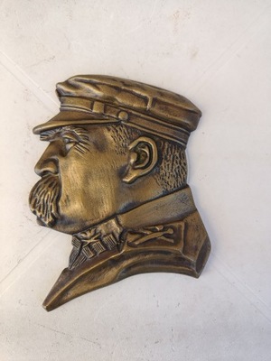 Józef Piłsudski płaskorzeźba (odlew) z mosiądzu
