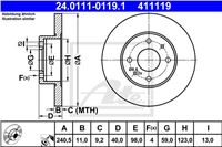 ATE DISC BRAKE FRONT 241X11 P FIAT 500 07-/PUNTO 93-/99-  