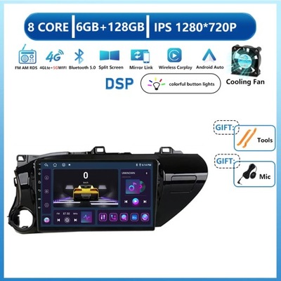 RADIO DE AUTOMÓVIL CON NAVEGACIÓN GPS ANDROID13 PARA TOYOTA HILUX REVO VIGO IMV 2016-2020  