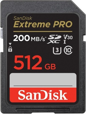 KARTA SANDISK EXTREME PRO SDXC 512GB 200/140 MB/s C10 V30 UHS-I U3 + natych