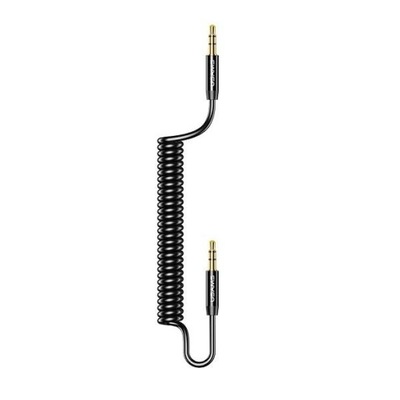 USAMS Adapter Spring audio jack 3,5mm -3,5mm 1,2m czarny/black SJ256YP01 (U