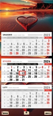 Kalendarz ścienny TRÓJDZIELNY 2024 USZKODZONY