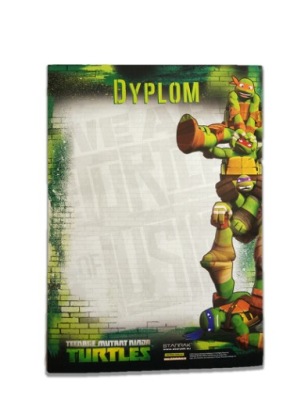DYPLOM DLA DZIECKA DZIECI ŻÓŁWIE NINJA FORMAT A4