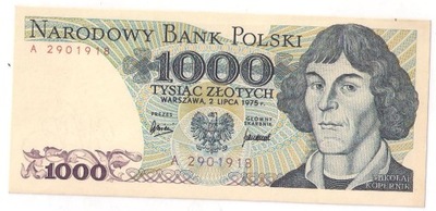 banknot 1000 zł 1975 seria A stan I- piękny