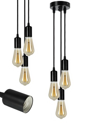 Lampa sufitowa wisząca LED 3xE27 edison loft