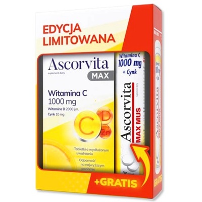 Ascorvita Max 30 tabletek + Ascorvita Max 20 tabletek musujących ZESTAW