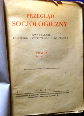 Przegląd SOCJOLOGICZNY (Tom IX. Zeszyt 1-4) [1947]