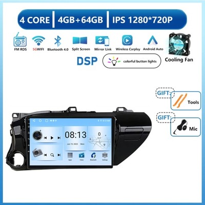 RADIO DE AUTOMÓVIL CON NAVEGACIÓN GPS ANDROID13 PARA TOYOTA HILUX REVO VIGO IMV 2016-2020  