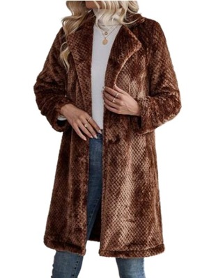 SHEIN PŁASZCZ DAMSKI BRĄZOWY GŁADKI 40/42 ŁWN