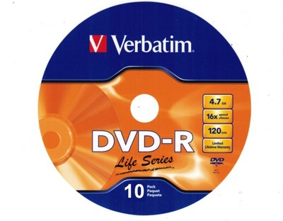 Verbatim DVD-R x16 logo 10szt -koperta CD